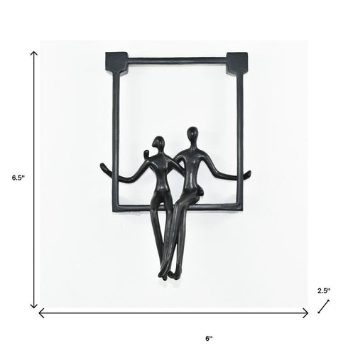 7" Black Resin People Tabletop Sculpture