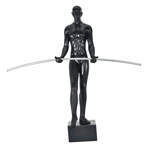 8" Black Resin Man Tabletop Sculpture