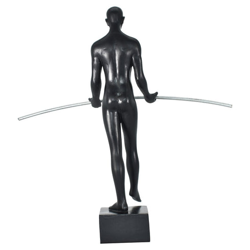 8" Black Resin Man Tabletop Sculpture