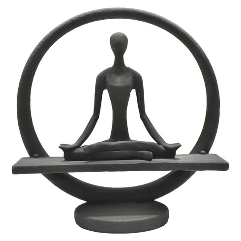 8" Black Resin Yoga Meditation Tabletop Sculpture