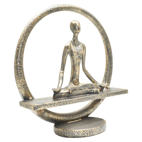 7" Pewter Resin Yoga Meditation Tabletop Sculpture
