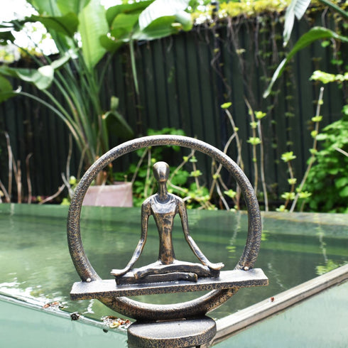 7" Pewter Resin Yoga Meditation Tabletop Sculpture