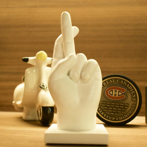 6" White Resin Hand Tabletop Sculpture