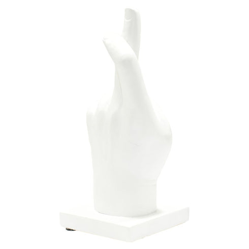 Set of Three White Resin Hand Tabletop Sculpture