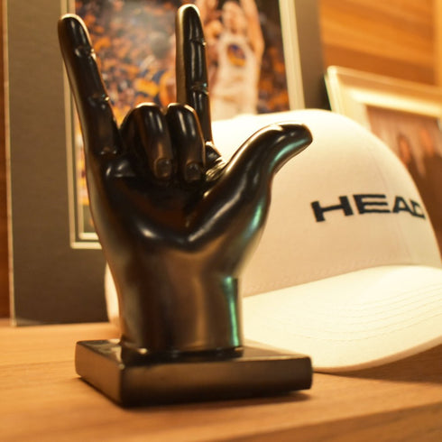 6" Black Resin Hand Tabletop Sculpture