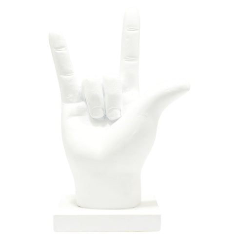 6" White Resin Hand Tabletop Sculpture