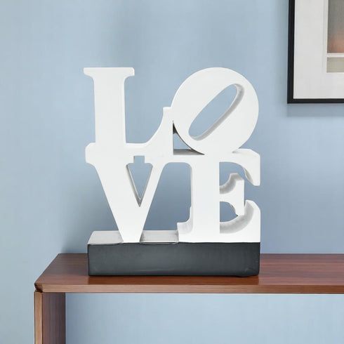 4" White And Black Resin Love Tabletop Sculpture