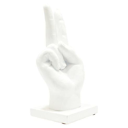 6" White Resin Hand Tabletop Sculpture