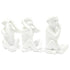 Set of Three White Resin Monkey Tabletop Sculpture