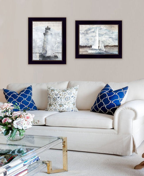 Set Of Two "The Ocean Blues" Black Framed Wall Art