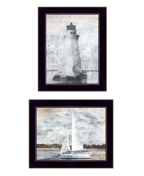 Set Of Two "The Ocean Blues" Black Framed Wall Art