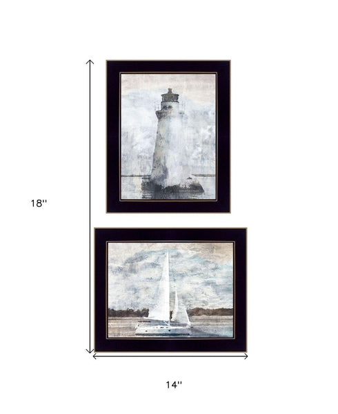 Set Of Two "The Ocean Blues" Black Framed Wall Art