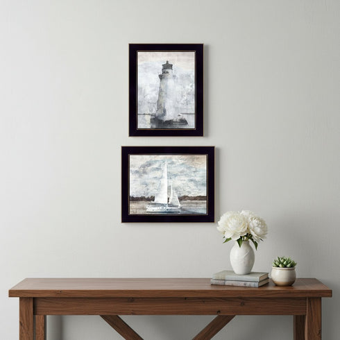 Set Of Two "The Ocean Blues" Black Framed Wall Art