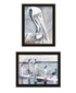 Set Of Two Pelican's on Pier Black Framed Wall Art