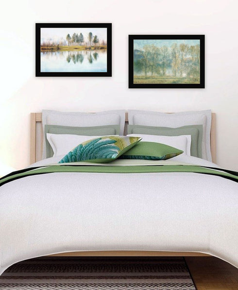 Set Of Two Peaceful Lake Reflection Black Framed Wall Art