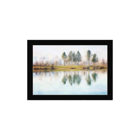 Set Of Two Peaceful Lake Reflection Black Framed Wall Art