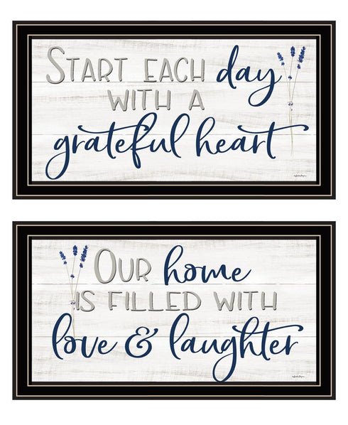Set Of Two "Grateful Heart" Black Framed Wall Art