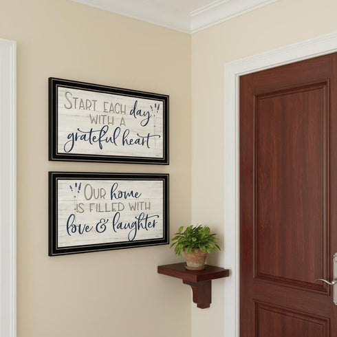 Set Of Two "Grateful Heart" Black Framed Wall Art