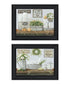 Set Of Two "Fluffy Towels" -Bathroom Decor Black Framed Bathroom Wall Art