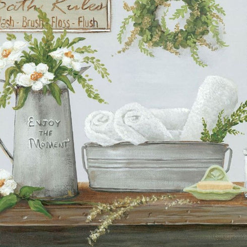 Set Of Two "Fluffy Towels" -Bathroom Decor White Framed Bathroom Wall Art