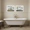 Set Of Two "Fluffy Towels" -Bathroom Decor White Framed Bathroom Wall Art