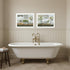 Set Of Two "Fluffy Towels" -Bathroom Decor White Framed Bathroom Wall Art