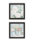 Set Of Two "Peaceful Pastel Peonies" Black Framed Wall Art
