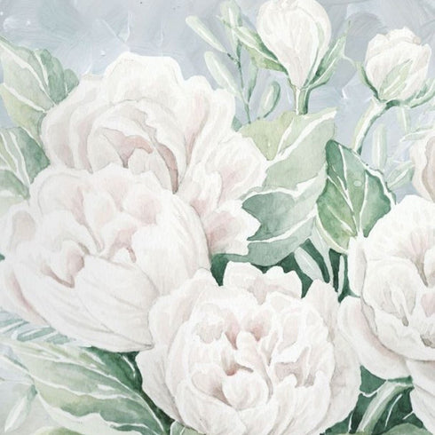 Set Of Two "Peaceful Pastel Peonies" Black Framed Wall Art
