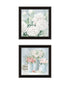 Set Of Two "Peaceful Pastel Peonies" Black Framed Wall Art