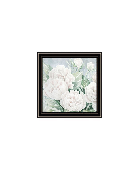 Set Of Two "Peaceful Pastel Peonies" Black Framed Wall Art