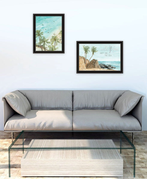 Set Of Two "Wild and Free" In the Ocean Breeze! Black Framed Wall Art