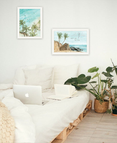Set Of Two "Wild and Free" In the Ocean Breeze! White Framed Wall Art