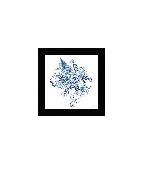 Set Of Two Delph Designs of Blue and white Florals Black Framed Wall Art