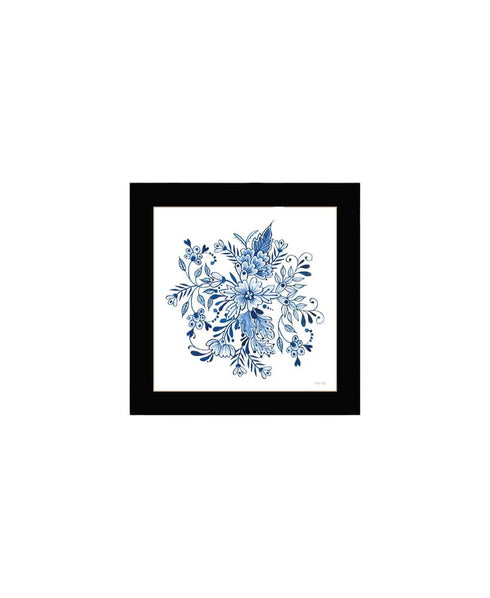 Set Of Two Delph Designs of Blue and white Florals Black Framed Wall Art