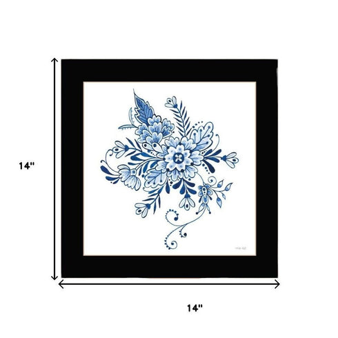 Set Of Two Delph Designs of Blue and white Florals Black Framed Wall Art