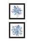 Set Of Two Blue And White Delph Floral Black Framed Wall Art