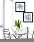 Set Of Two Blue And White Delph Floral Black Framed Wall Art