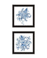 Set Of Two Blue And White Delph Floral Black Framed Wall Art