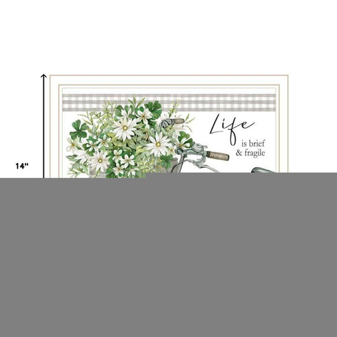 Set Of Two Get on Your Bike and Scatter Your Joy White Framed Wall Art