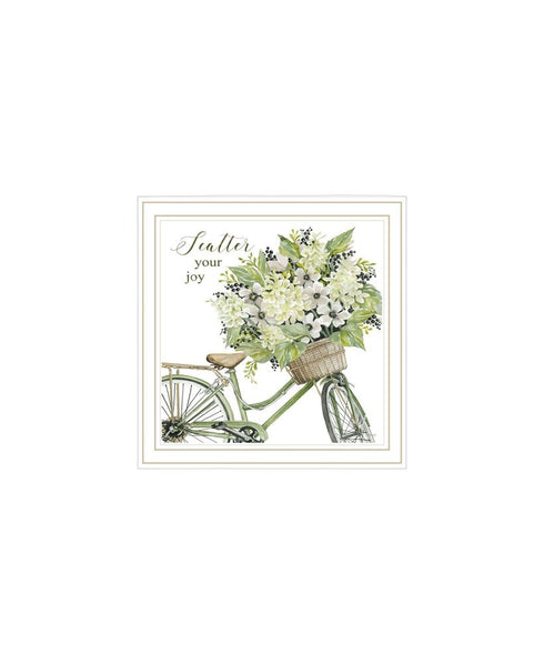Set Of Two Get on Your Bike and Scatter Your Joy White Framed Wall Art