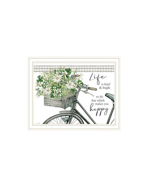 Set Of Two Get on Your Bike and Scatter Your Joy White Framed Wall Art