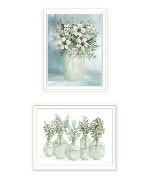 Set Of Two Sage One White Framed Wall Art