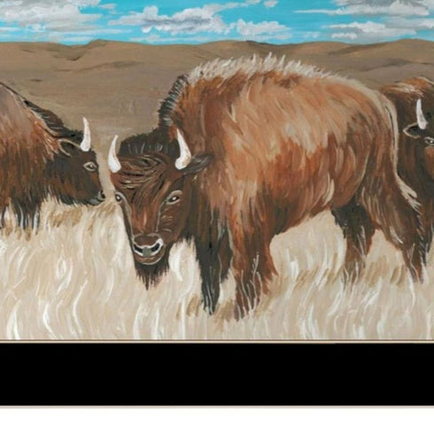 Set Of Two "The Boss of the Bison Herd" Black Framed Wall Art