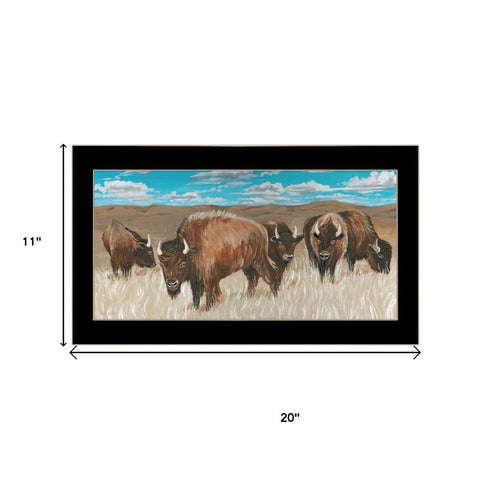 Set Of Two "The Boss of the Bison Herd" Black Framed Wall Art