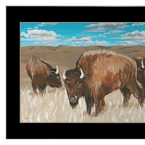 Set Of Two "The Boss of the Bison Herd" Black Framed Wall Art