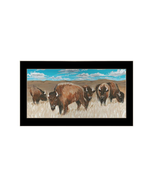 Set Of Two "The Boss of the Bison Herd" Black Framed Wall Art