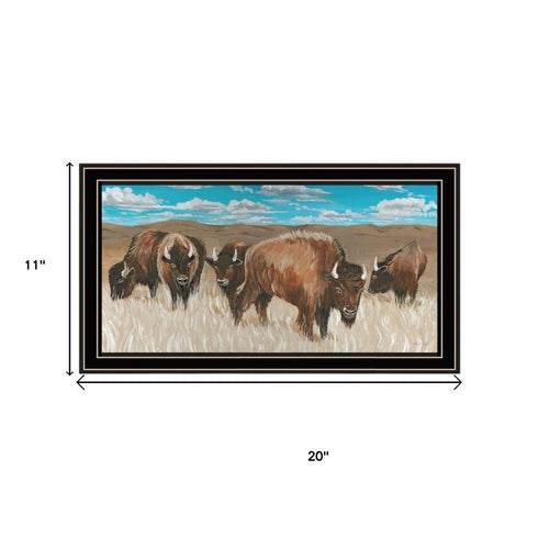 Set Of Two "The Boss of the Bison Herd" Black Framed Wall Art