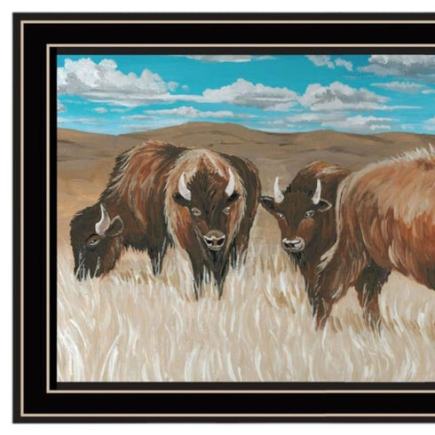 Set Of Two "The Boss of the Bison Herd" Black Framed Wall Art