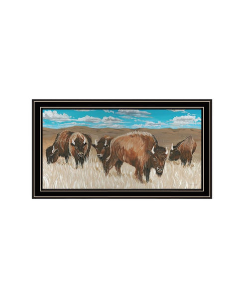 Set Of Two "The Boss of the Bison Herd" Black Framed Wall Art