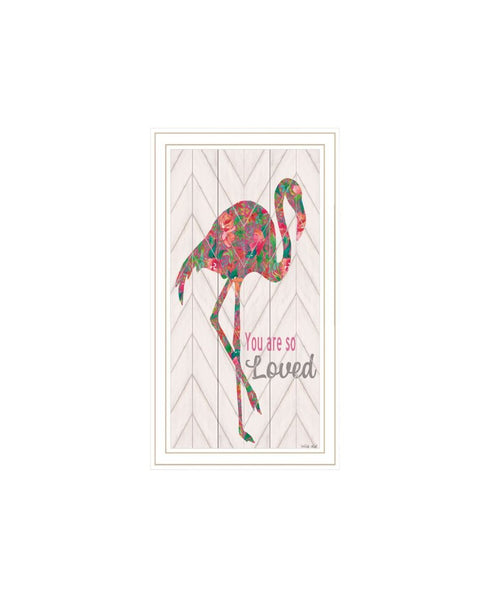 Set Of Two "Flamingo's - A matrix colors!" White Framed Wall Art